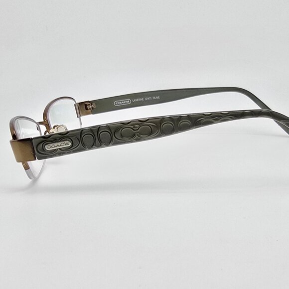 Coach Laverne 247 Bronze Olive Semi-Rimless Cat Eye Eyeglasses 48-18-135 - Picture 3 of 16